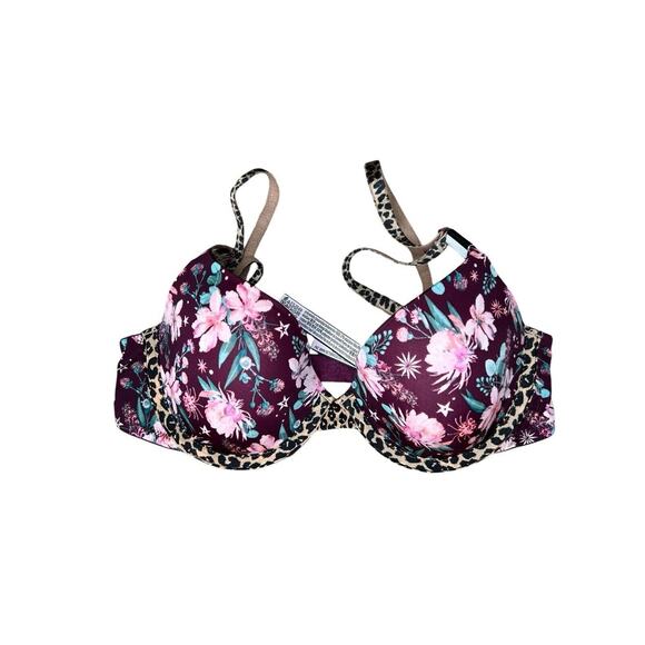NEW Victoria's Secret Sexy Tee light Lined Demi Bra 32C pink Floral adjustable - Picture 2 of 10
